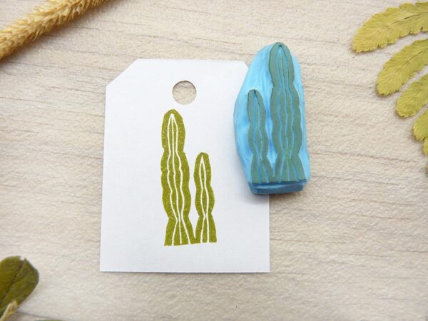 Tampon encreur "Cactus Allongé" - collection plantes d'intérieur" (gravure sur gomme)